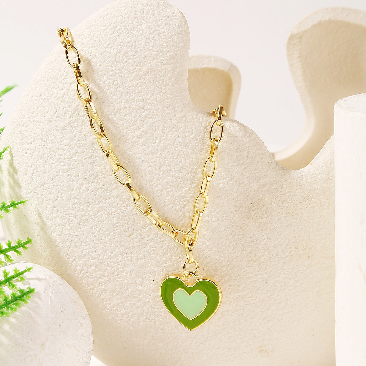 Wholesale Alloy Rainbow Heart Design Necklace